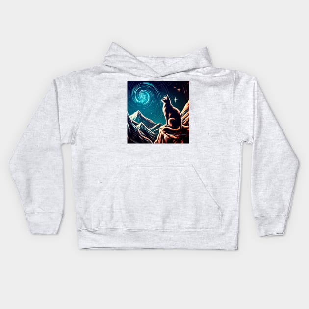 Cat in space Kids Hoodie by svu